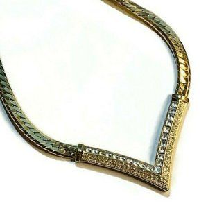 Vintage '80s Christian Dior Crystal V Necklace